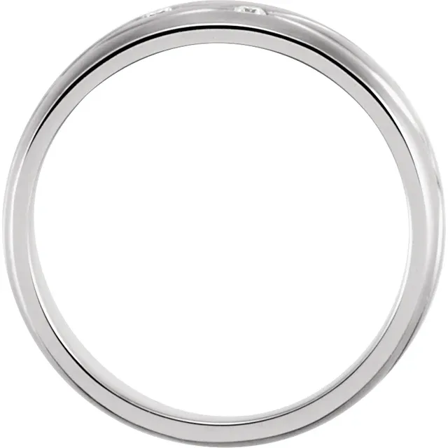 14K White 1/5 CTW Diamond Grooved 8 mm Band Size 7-