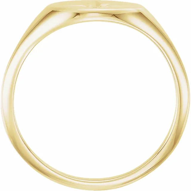 14K Yellow .02 CT Diamond 10x8 mm Oval Starburst Signet Ring-