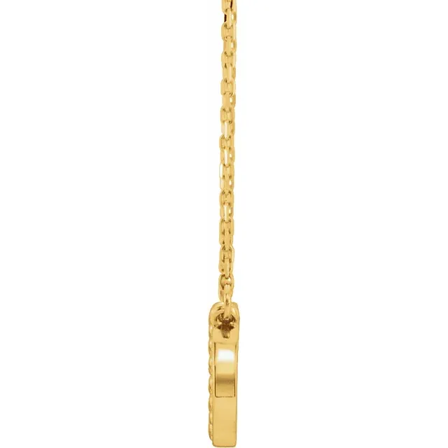 14K Yellow Beaded Circle 16-18" Necklace-