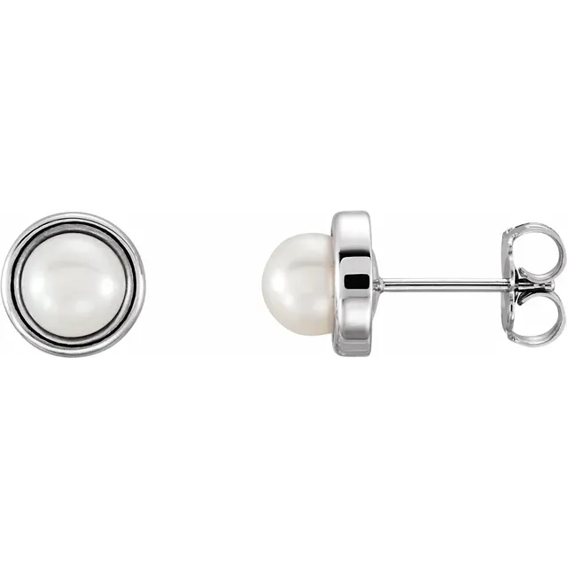 14K White 5.5-6 mm Freshwater Cultured Pearl Earrings-