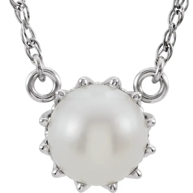 14K White Freshwater Cultured Pearl 18" Necklace-