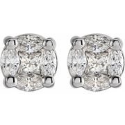 14K White 1/3 CTW Diamond Cluster Earrings