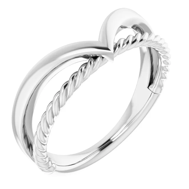 14K White Negative Space Rope Ring-