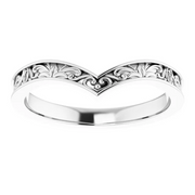 14K White Vintage-Inspired "V" Ring