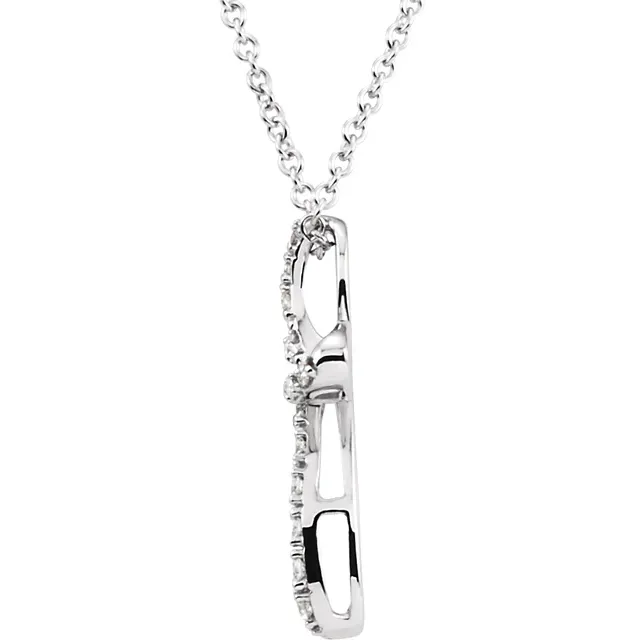 14K White 1/10 CTW Diamond Cross 18" Necklace-