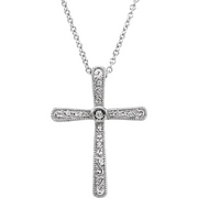 14K White .5 CTW Diamond Cross 18" Necklace