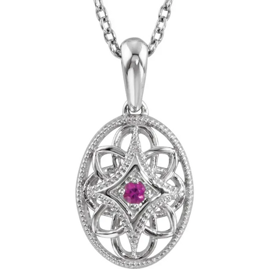 Sterling Silver Ruby 18" Necklace