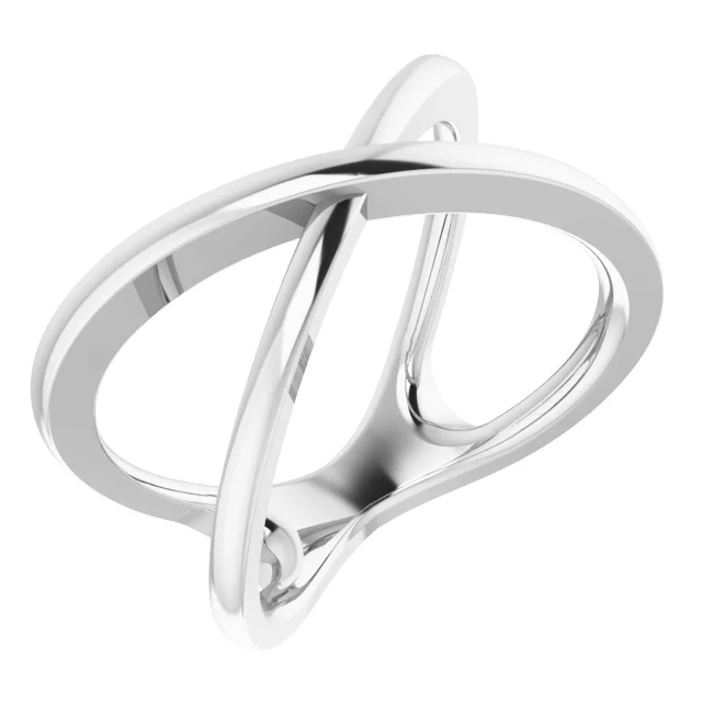 14K White Criss-Cross Ring Size 7-