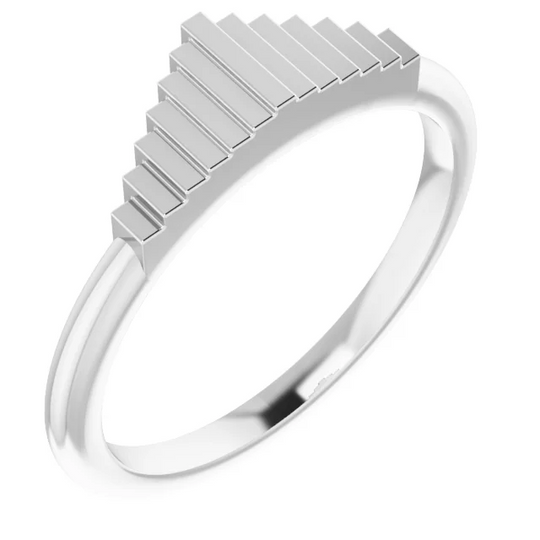 14K White Geometric Stackable Ring