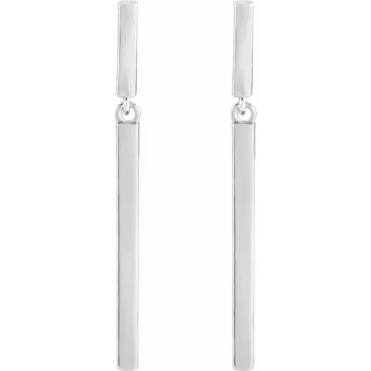 14K White 25.9x1.8 mm Articulated Bar Earrings