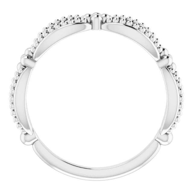 14K White Beaded Stackable Ring-