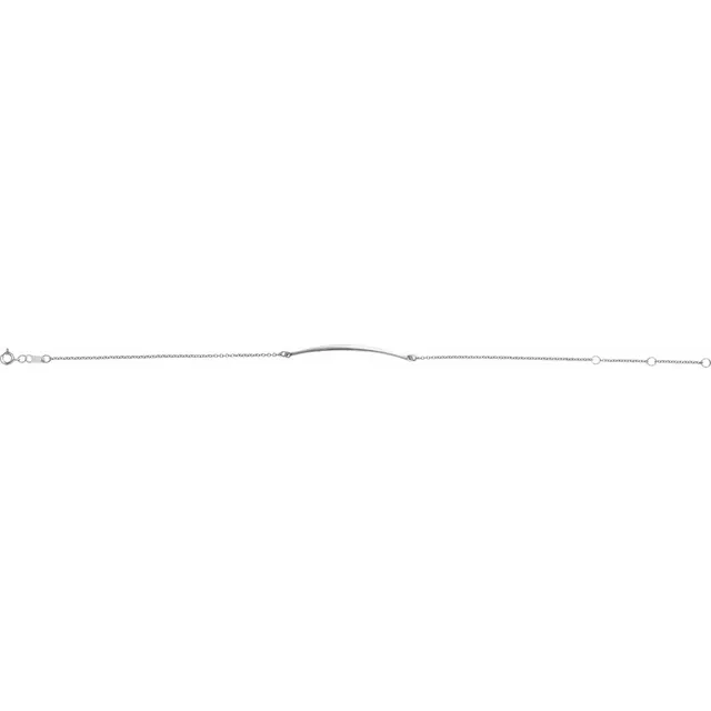 14K White Curved Bar 6 1/2-7 1/2" Bracelet-