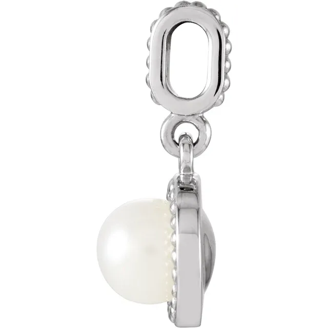 14K White Freshwater Cultured Pearl Pendant-
