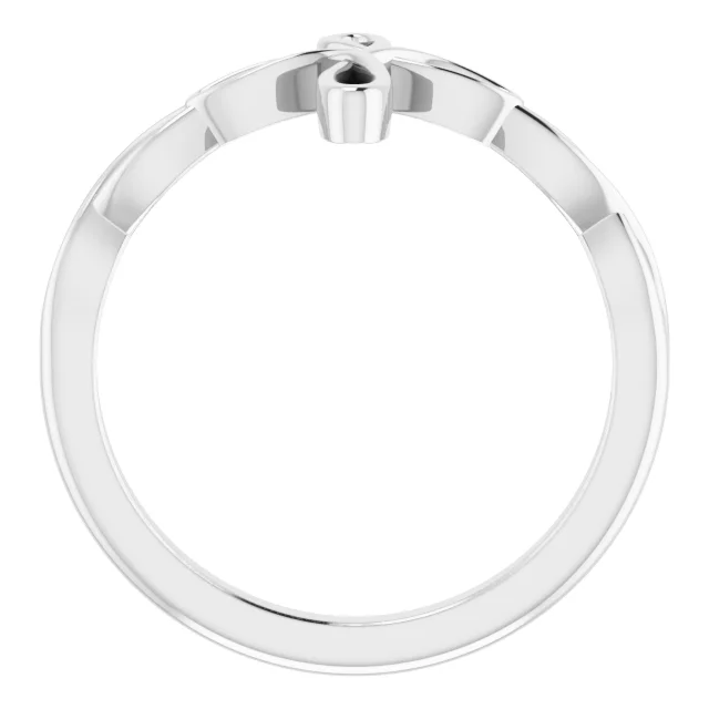 14K White Cross Ring-