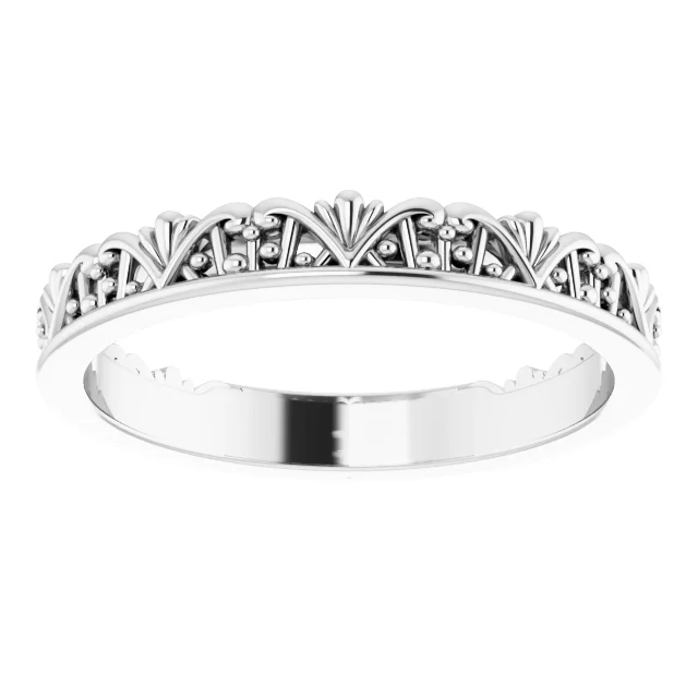 14K White Stackable Crown Ring