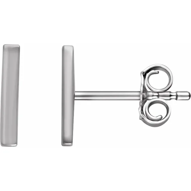 14K White Vertical Bar Earrings-