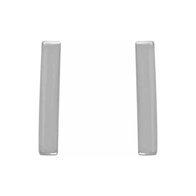 14K White Vertical Bar Earrings-