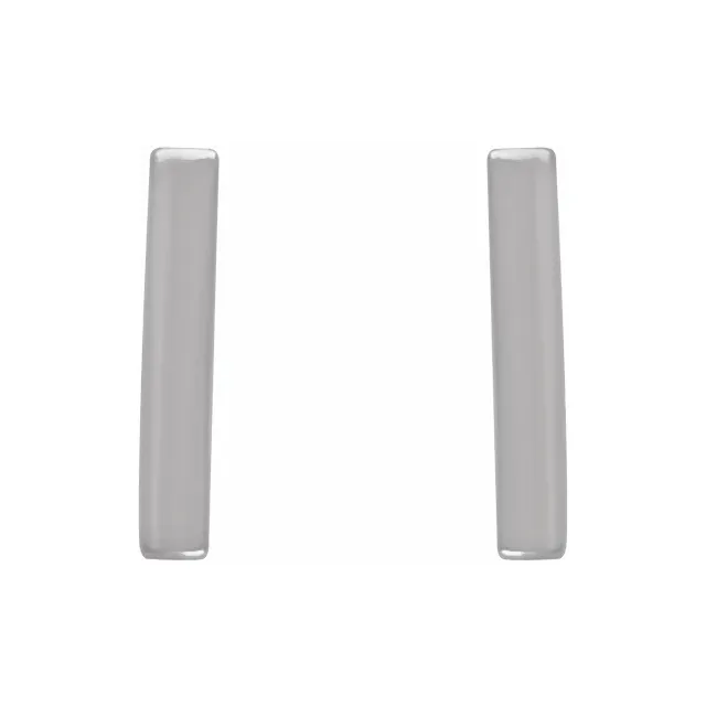 14K White Vertical Bar Earrings