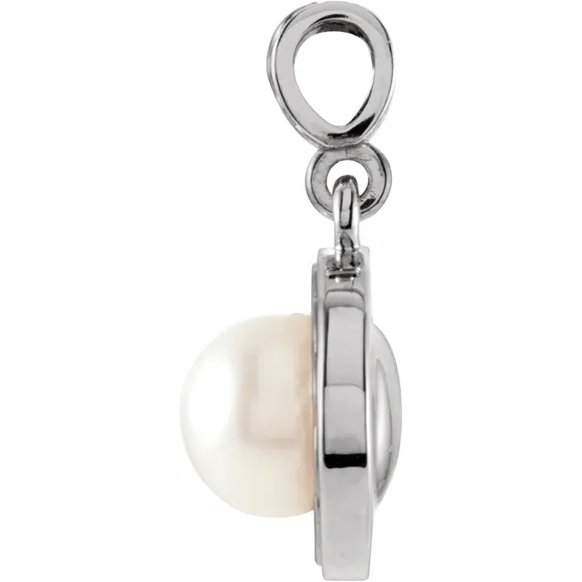 14K White Freshwater Cultured Pearl Pendant-