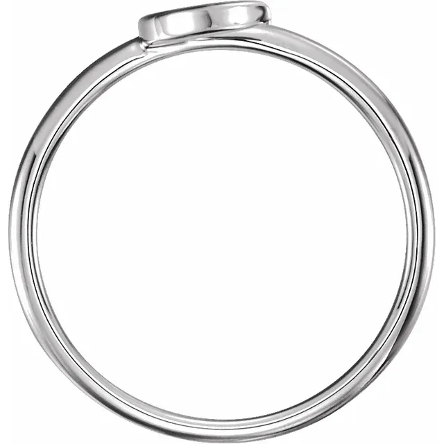 14K White Crescent Ring