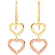 14K Yellow & Rose Heart Design Earrings