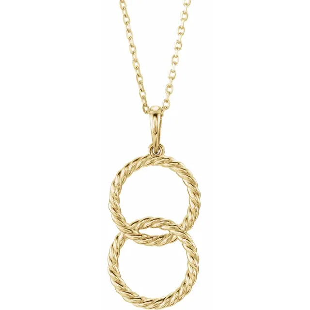 14K Yellow Interlocking Circle 16-18" Necklace-