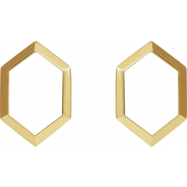 14K Yellow Geometric Drop Earrings-