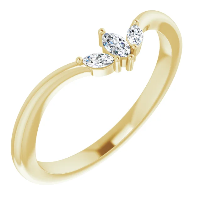 14K Yellow 1/8 CTW Diamond Three-Stone V Ring-