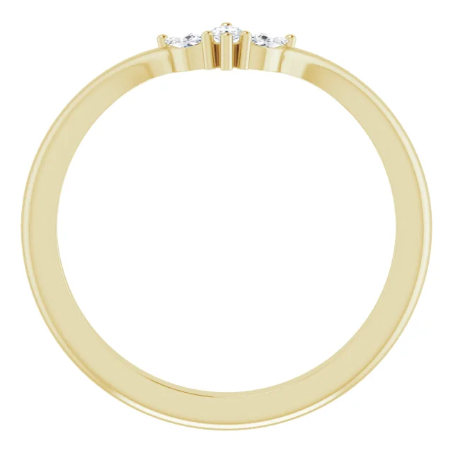 14K Yellow 1/8 CTW Diamond Three-Stone V Ring-