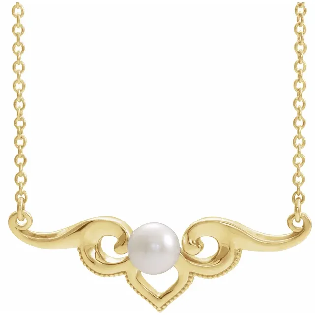 14K Yellow Freshwater Cultured Pearl Bar 16" Necklace-