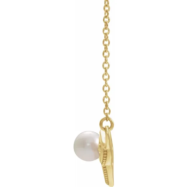 14K Yellow Freshwater Cultured Pearl Bar 16" Necklace-