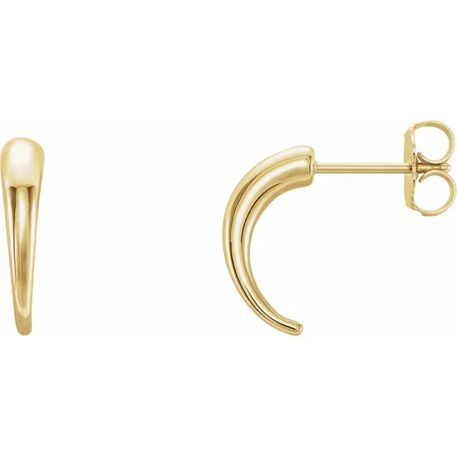 14K Yellow J-Hoop Earrings-
