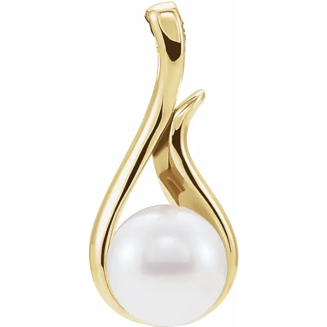 14K Yellow Freshwater Cultured Pearl Pendant-
