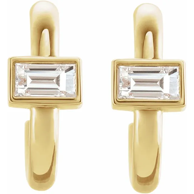 14K Yellow 1/5 CTW Diamond J-Hoop Earrings