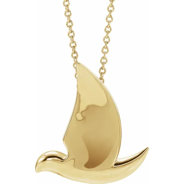 14K Yellow Holy Spirit Dove 16-18" Necklace-