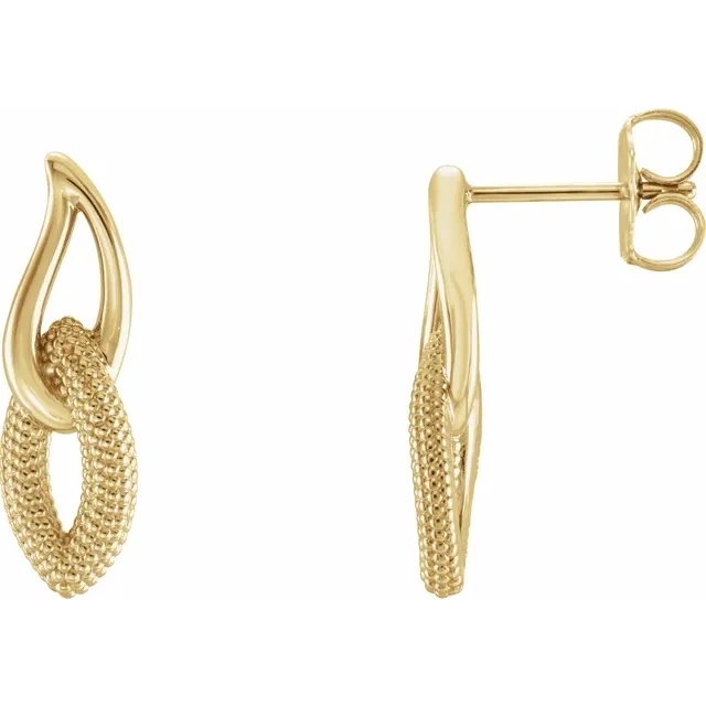 14K Yellow Beaded Drop Earrings-