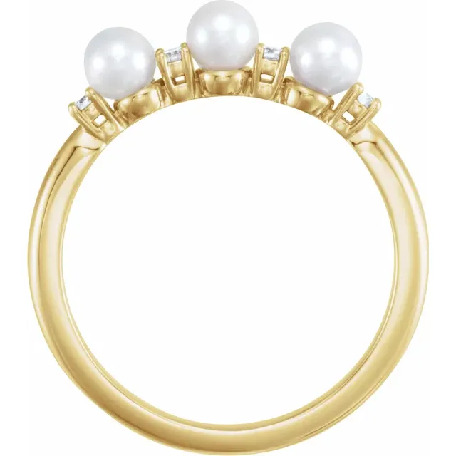 14K Yellow Freshwater Cultured Pearl & .05 CTW Diamond Ring-