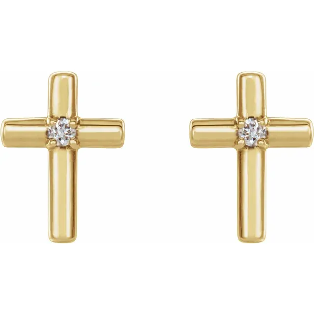 14K Yellow .1 CTW Diamond Cross Earrings