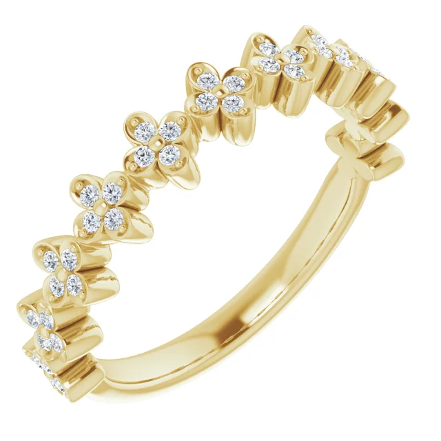 14K Yellow 1/6 CTW Diamond Stackable Clover Ring-
