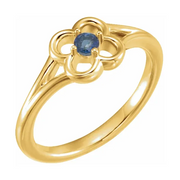 14K Yellow Blue Sapphire Youth Flower Ring