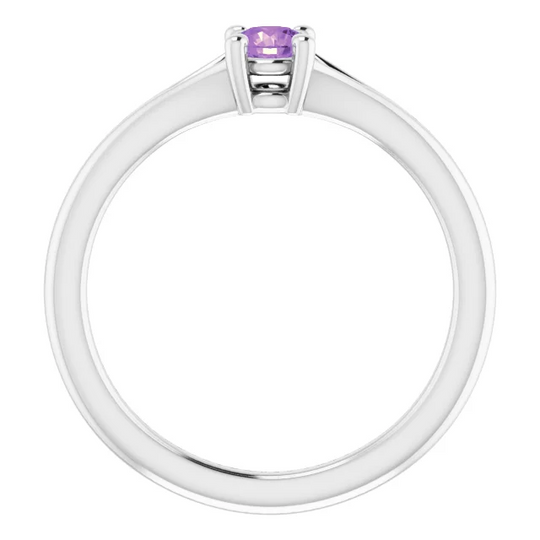 14K White Amethyst Youth Solitaire Ring