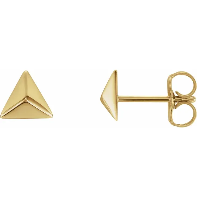 14K Yellow Pyramid Earrings-