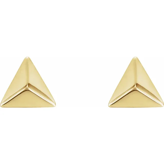 14K Yellow Pyramid Earrings-