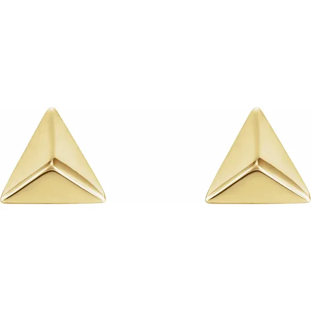 14K Yellow Pyramid Earrings