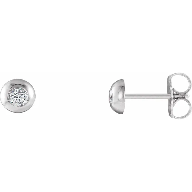 14K White 2.5 mm Round Forever One Moissanite Domed Earrings-