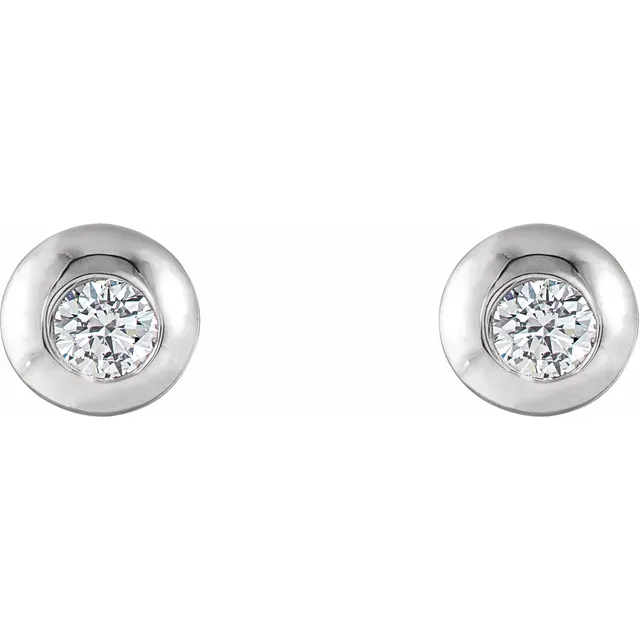 14K White 2.5 mm Round Forever One Moissanite Domed Earrings-