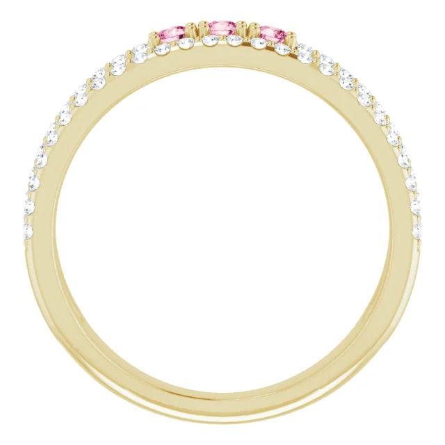 14K Yellow Pink Tourmaline & 1/4 CTW Diamond Ring-