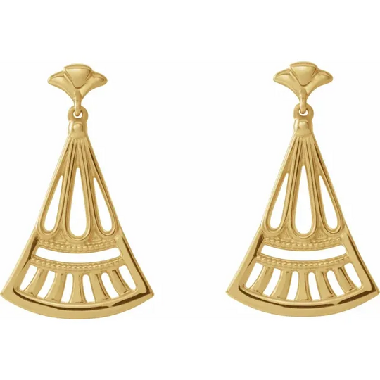 14K Yellow Vintage-Inspired Dangle Earrings
