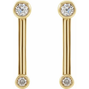 14K Yellow 1/5 CTW Diamond Bezel-Set Bar Earrings