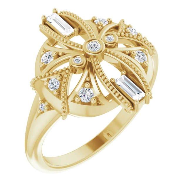 14K Yellow 1/4 CTW Diamond Vintage-Inspired Ring-
